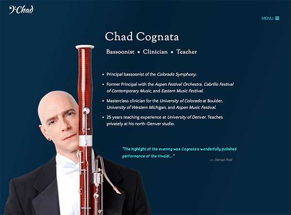 Click to visit site in new tab Colorado Symphony Principal Bassoonist and Denver bassoon teacher Chad Cognata's homepage