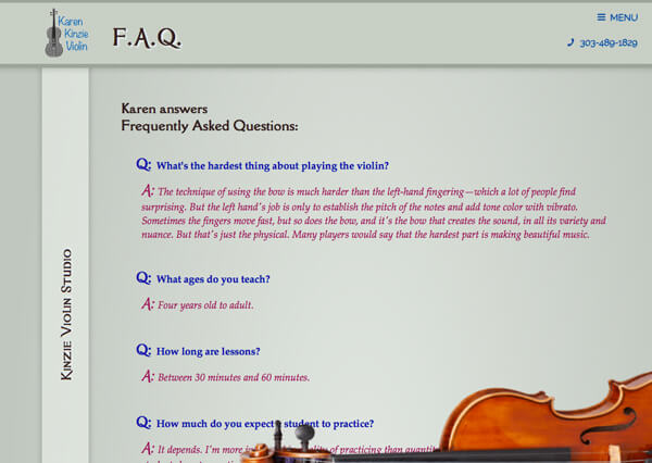 Click to visit site in new tab Karen Kinzie's FAQ page