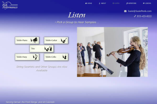 Click to visit site in new tab Susie's Listen page, where visitors can hear sound clips.