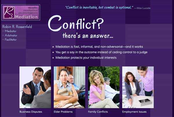 Click to visit site in new tab Denver mediator, arbitrator, and facilitator Robin Rossenfeld's homepage