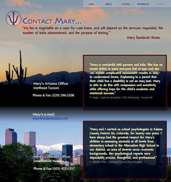 Mary's Contact page