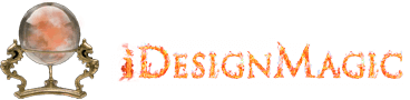 iDesignMagic crystal-ball and flame-name logo