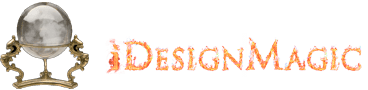 iDesignMagic crystal-ball and flame-name logo